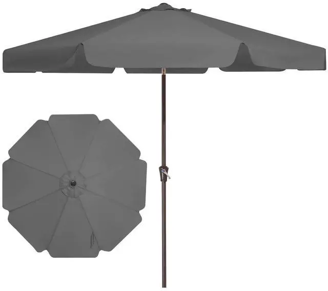 Main image of 9 FT Patio Umbrella Outdoor, Table Umbrellas Market Umbrella w/Push Button Tilt/Crank, 8 Sturdy Ribs(Gray)