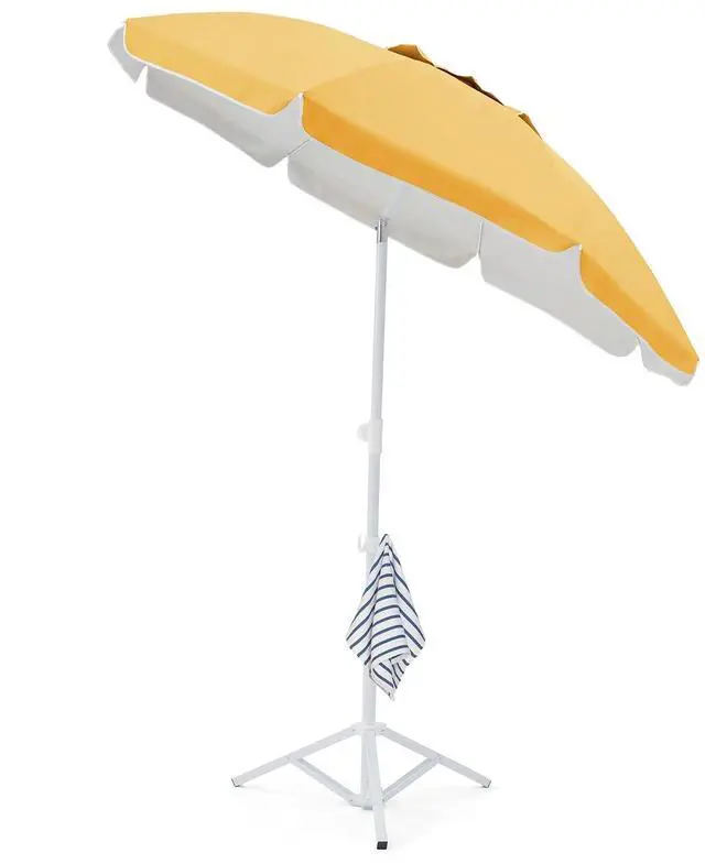Main image of 6.5ft Sun Shade Umbrellas, Portable Umbrella with Stand, Lightweight Sun Protection Free Standing Sport Umbrella for Outdoor Sports, Camping, Fishing, Patio, Beach, Yellow