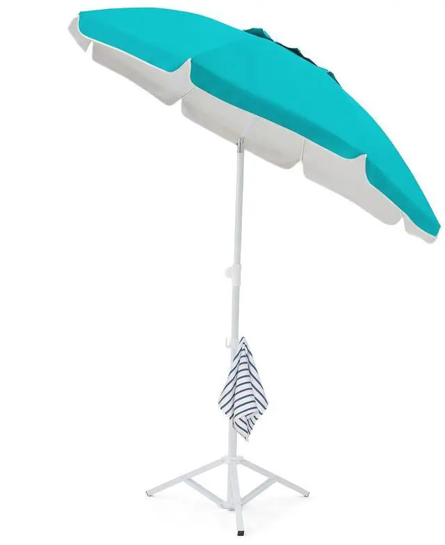 Main image of 6.5ft Sun Shade Umbrellas, Portable Umbrella with Stand, Lightweight Sun Protection Free Standing Sport Umbrella for Outdoor Sports, Camping, Fishing, Patio, Beach, Peacock Blue