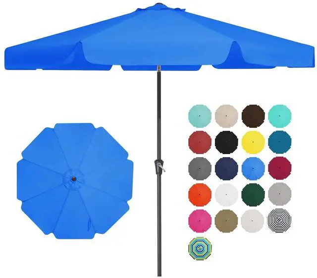 Main image of 9 FT Patio Umbrella Outdoor, Table Umbrellas Market Umbrella w/Push Button Tilt/Crank, 8 Sturdy Ribs(Royal Blue)
