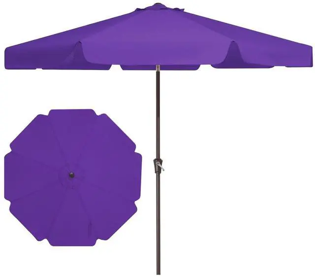 Main image of 9 FT Patio Umbrella Outdoor, Table Umbrellas Market Umbrella w/Push Button Tilt/Crank, 8 Sturdy Ribs(Dark Purple)