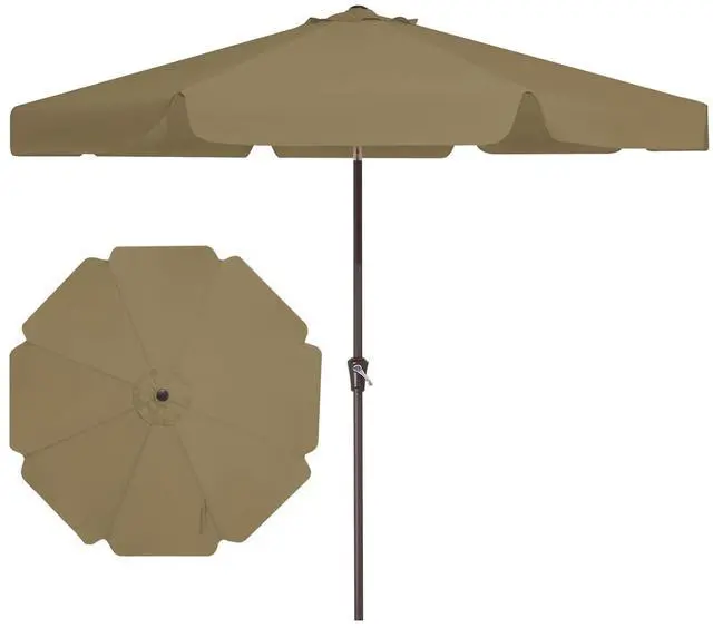 Main image of 9 FT Patio Umbrella Outdoor, Table Umbrellas Market Umbrella w/Push Button Tilt/Crank, 8 Sturdy Ribs(Tan)