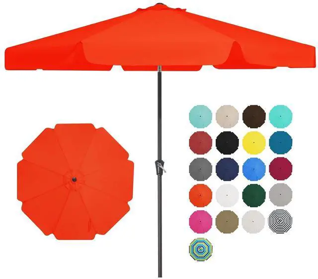 Main image of 9 FT Patio Umbrella Outdoor, Table Umbrellas Market Umbrella w/Push Button Tilt/Crank, 8 Sturdy Ribs(Orange)