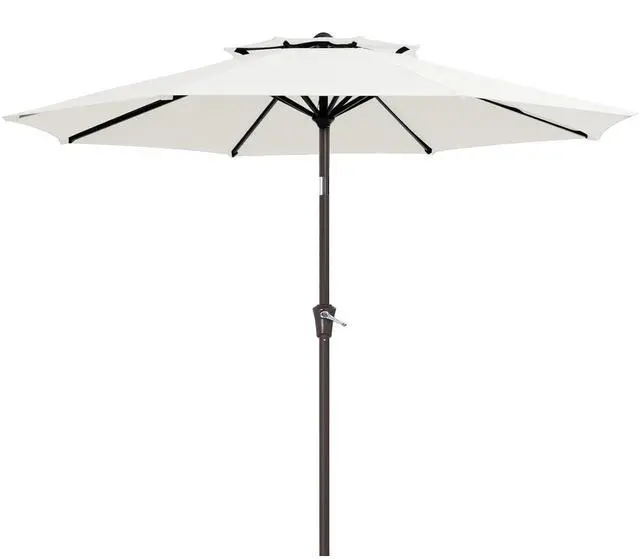 Main image of 9' 2-Tiers Patio Umbrellas Outdoor Table Market Umbrella w/Push Button Tilt/Crank, 8 Sturdy Ribs, UV Protection Waterproof Sunproof(Cream White)