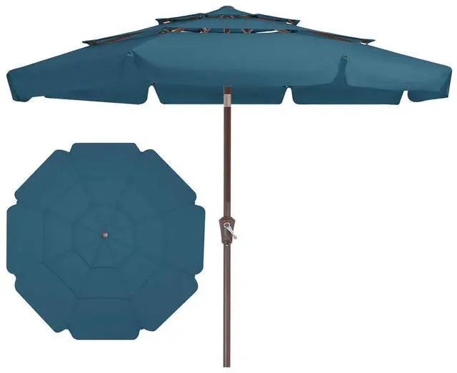 Main image of 3 Tiers 9 FT Patio Umbrellas Outdoor Table Umbrella with Push Button Market Umbrella 8 Sturdy Ribs UV Protection Waterproof for Garden,Lake Blue