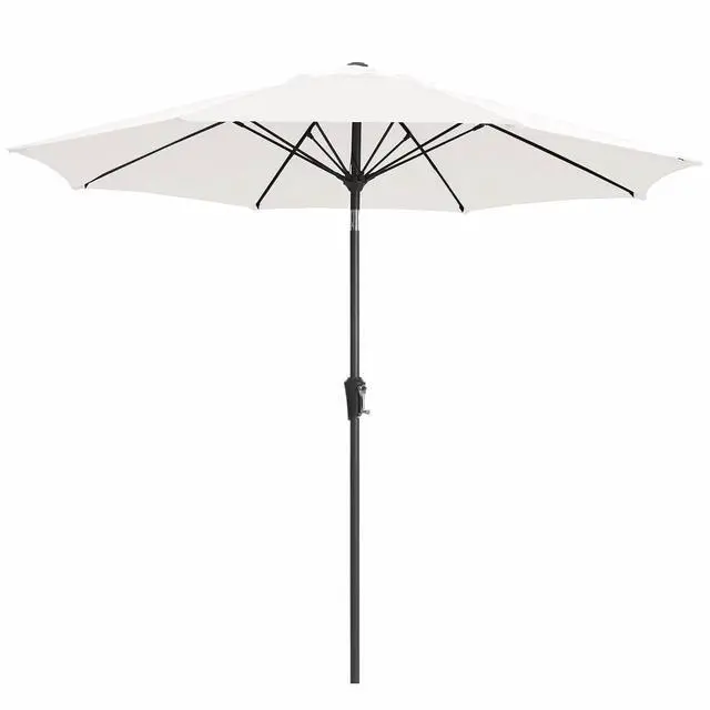 Main image of 9FT Outdoor Patio Umbrella,Market Table Umbrella with 8 Fiberglass Ribs, Pool Umbrella with Tilt and Crank, UV Protection Lightweight & Wind-Resistant for Lawn, Garden, Deck and Backyard, Cream White
