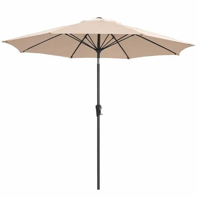 Main image of 9FT Outdoor Patio Umbrella, Market Umbrella with 8 Fiberglass Ribs & Tilt/Crank, UV Protection & Wind-Resistant Pool Umbrella for Lawn Garden Deck Backyard, Cream Beige