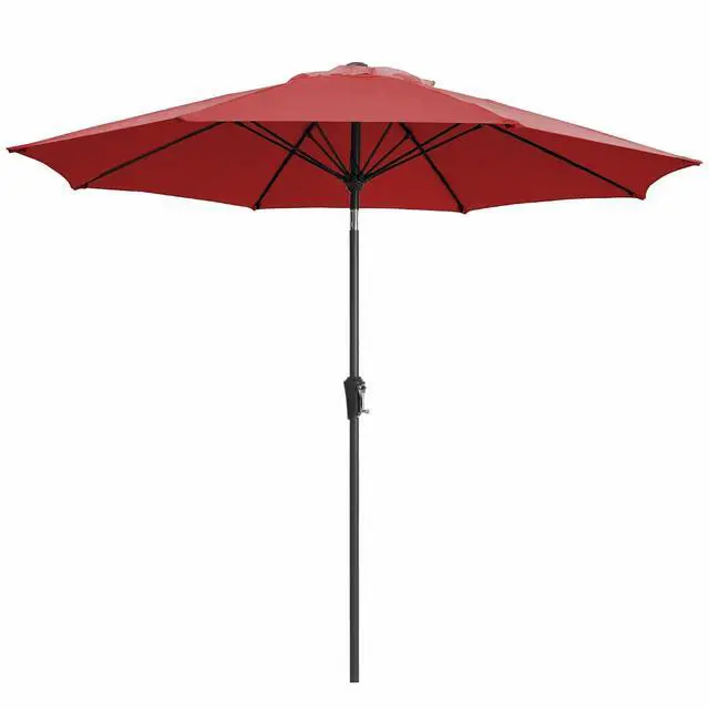 Main image of 9FT Outdoor Patio Umbrella,Market Table Umbrella with 8 Fiberglass Ribs, Pool Umbrella with Tilt and Crank, UV Protection Lightweight & Wind-Resistant for Lawn, Garden, Deck and Backyard, Red