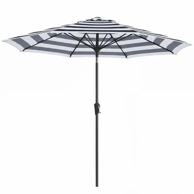 Main image of 9FT Outdoor Patio Umbrella, Market Table Umbrella with 8 Fiberglass Ribs, Pool Umbrella with Tilt and Crank, UV Protection Lightweight & Wind-Resistant for Lawn, Garden, Deck and Backyard, Black-White