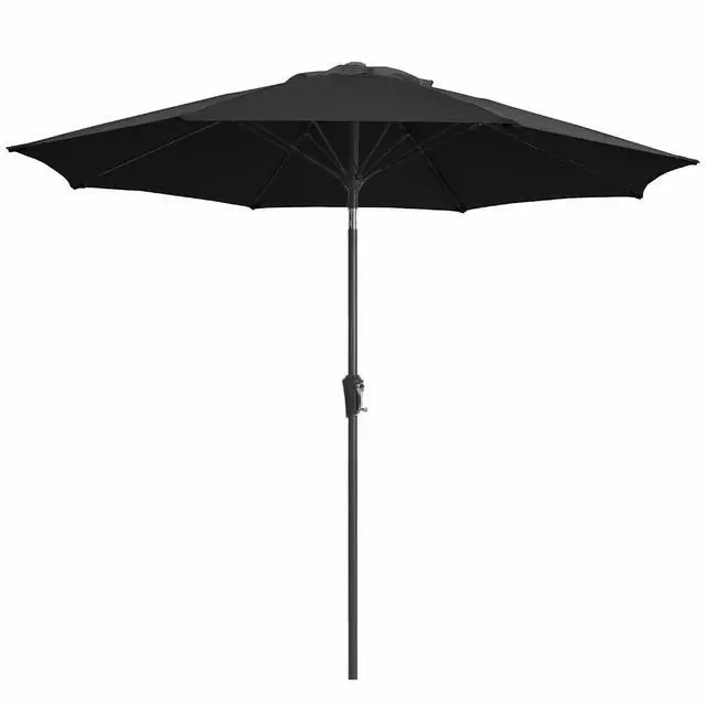 Main image of 9FT Outdoor Patio Umbrella,Market Table Umbrella with 8 Fiberglass Ribs, Pool Umbrella with Tilt and Crank, UV Protection Lightweight & Wind-Resistant for Lawn, Garden, Deck and Backyard, Black