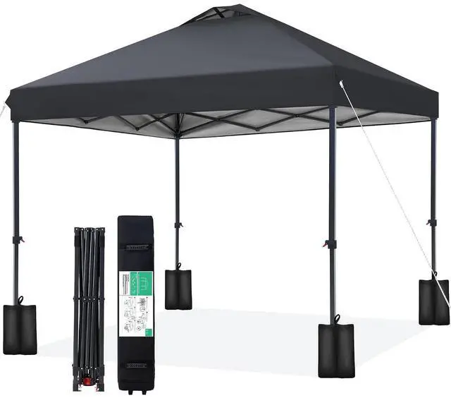 Main image of 10x10 ft Pop Up Canopy Tent, Heavy Duty Outdoor Canopy with 1-Push Instant Setup, Commercial Tent with Roller Bag, 4 Sandbags and 8 Stakes, Water-Resistant, Gray