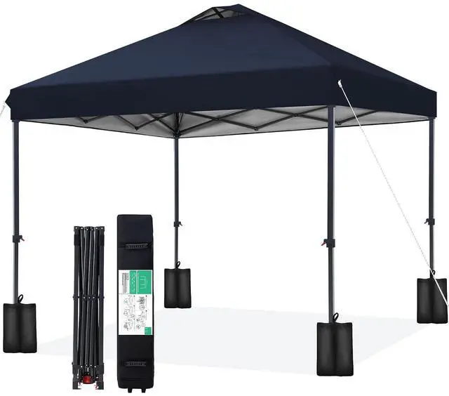 Main image of 10x10 ft Pop Up Canopy Tent, Heavy Duty Outdoor Canopy with 1-Push Instant Setup, Commercial Tent with Roller Bag, 4 Sandbags and 8 Stakes, Water-Resistant Navy-Blue