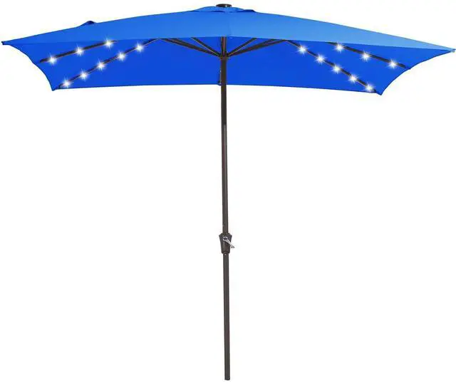 Main image of 8x10 ft Rectangular LED Lighted Patio Umbrellas Outdoor Solar Table Market Umbrella w/Crank, 8 Sturdy Ribs, UV Protection Waterproof Sunproof(Royal Blue)