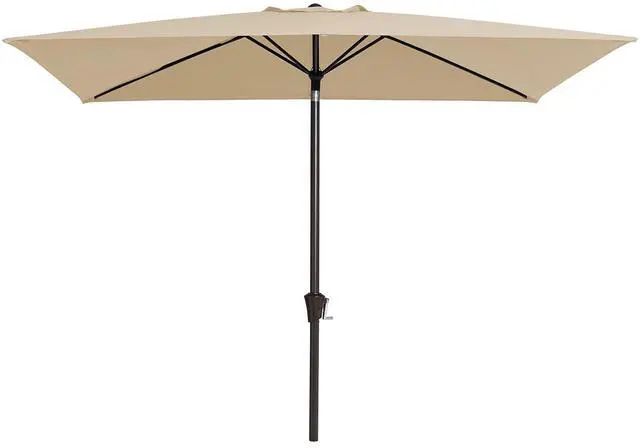 Main image of 6.5x10ft Olefin Rectangular Patio Umbrella, Rectangle Outdoor Umbrellas with Auto Tilt Crank System, Market Table Umbrella UV Protection Fade-Resistant for Pool Deck Garden Yard, Beige