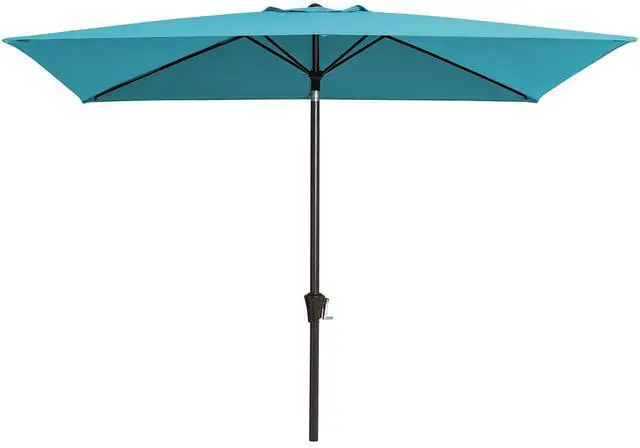 Main image of 6.5x10ft Olefin Rectangular Patio Umbrella, Rectangle Outdoor Umbrellas with Auto Tilt Crank System, Market Table Umbrella UV Protection Fade-Resistant for Pool Deck Garden Yard, Lake Blue