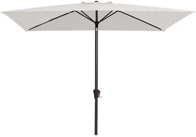 Main image of 6.5x10ft Olefin Rectangular Patio Umbrella, Rectangle Outdoor Umbrellas with Auto Tilt Crank System, Market Table Umbrella UV Protection Fade-Resistant for Pool Deck Garden Yard, Foggy Gray