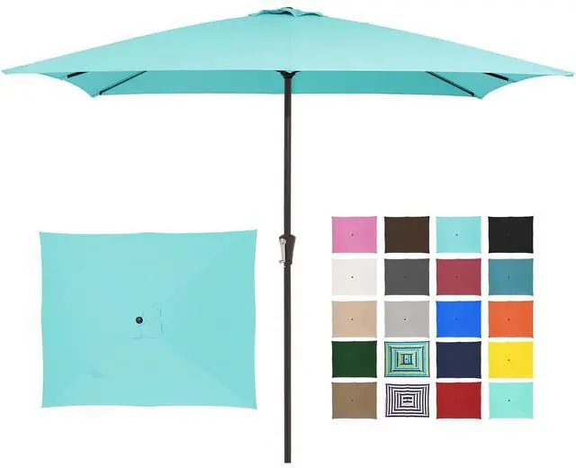 Main image of 8x10 ft Rectangular Patio Umbrellas Outdoor Table Market Umbrella w/Crank, 8 Sturdy Ribs, UV Protection Windproof Sunproof for Garden, Deck, Backyard, Pool(Teal Blue)