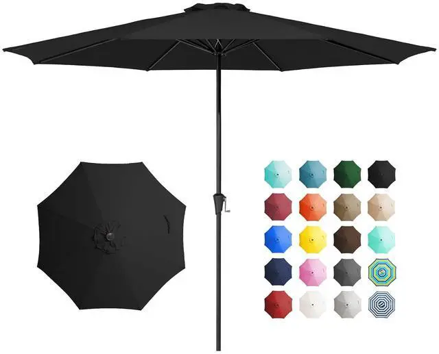 Main image of 11' Patio Umbrellas Outdoor Table Market Umbrella w/Crank, 8 Sturdy Ribs, UV Protection Windproof for Garden, Deck, Backyard, Pool(Black)
