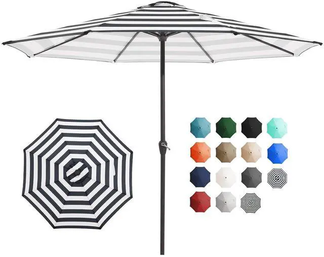 Main image of 12' Patio Umbrellas Outdoor Table Market Umbrella w/Crank, 8 Sturdy Ribs, UV Protection Windproof for Garden, Deck, Backyard, Pool(Black Striped)