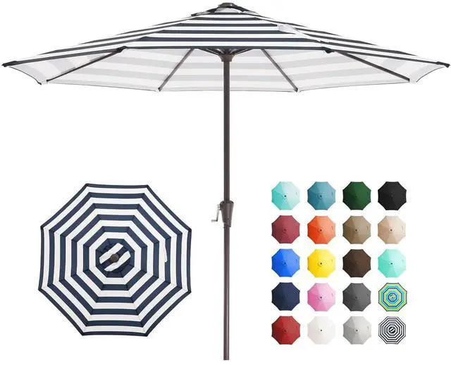 Main image of 11' Patio Umbrellas Outdoor Table Market Umbrella w/Crank, 8 Sturdy Ribs, UV Protection Windproof for Garden, Deck, Backyard, Pool(Black Striped)