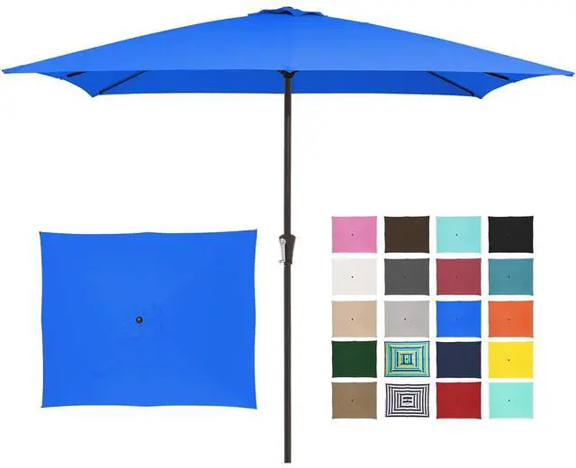 Main image of 8x10 ft Rectangular Patio Umbrellas Outdoor Table Market Umbrella w/Crank, 8 Sturdy Ribs, UV Protection Windproof Sunproof for Garden, Deck, Backyard, Pool(Royal Blue)