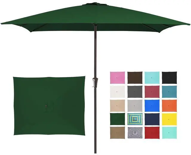 Main image of 8x10 ft Rectangular Patio Umbrellas Outdoor Table Market Umbrella w/Crank, 8 Sturdy Ribs, UV Protection Windproof Sunproof for Garden, Deck, Backyard, Pool(Dark Green)