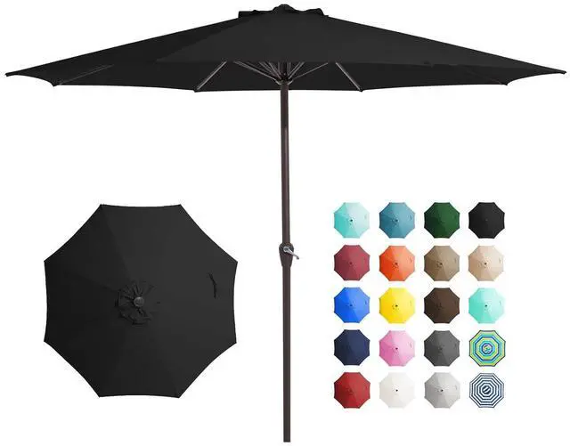 Main image of 12' Patio Umbrellas Outdoor Table Market Umbrella w/Crank, 8 Sturdy Ribs, UV Protection Windproof for Garden, Deck, Backyard, Pool(Black)