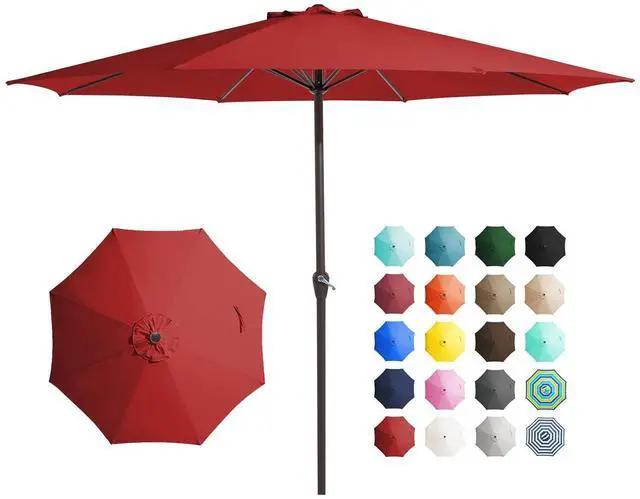 Main image of 12' Patio Umbrellas Outdoor Table Market Umbrella w/Crank, 8 Sturdy Ribs, UV Protection Windproof for Garden, Deck, Backyard, Pool(Red)