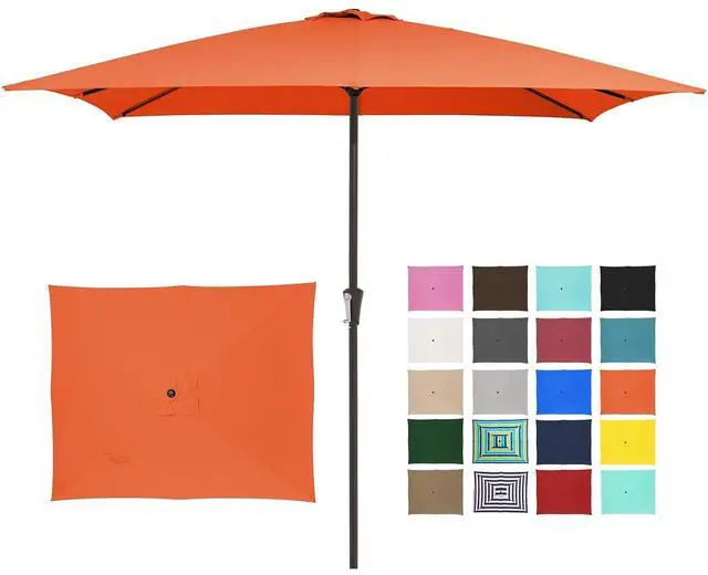 Main image of 8x10 ft Rectangular Patio Umbrellas Outdoor Table Market Umbrella w/Crank, 8 Sturdy Ribs, UV Protection Windproof Sunproof for Garden, Deck, Backyard, Pool(Orange)