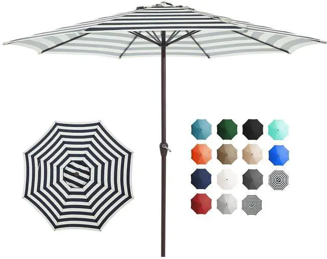 Main image of 12' Patio Umbrellas Outdoor Table Market Umbrella w/Crank, 8 Sturdy Ribs, UV Protection Windproof for Garden, Deck, Backyard, Pool(Beige & Black Striped)