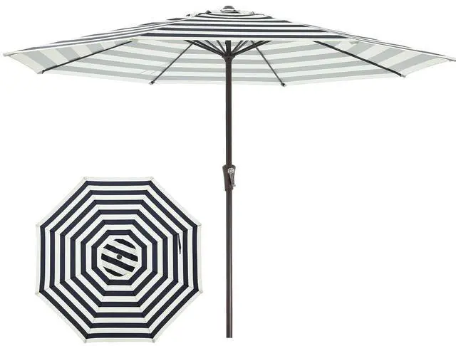 Main image of 11' Patio Umbrellas Outdoor Table Market Umbrella w/Crank, 8 Sturdy Ribs, UV Protection Windproof for Garden, Deck, Backyard, Pool(Beige & Black Striped)