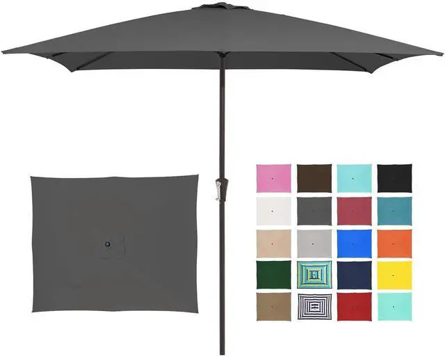 Main image of 8x10 ft Rectangular Patio Umbrellas Outdoor Table Market Umbrella w/Crank, 8 Sturdy Ribs, UV Protection Windproof Sunproof for Garden, Deck, Backyard, Pool(Gray)