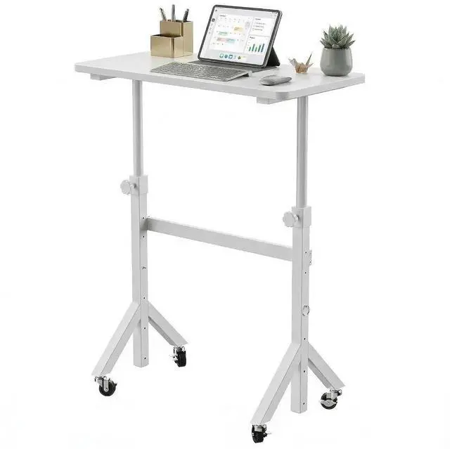 Main image of 32'' Small Standing Desk Adjustable Heigh, Mobile Stand Up Desk with Wheels, Portable Rolling Desks for Walking Pad and Treadmill, Computer Laptop Desks for Home Office Space
