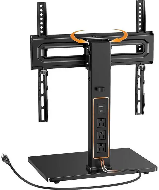 Main image of Universal Swivel TV Stand with Power Outlet for 3465 inch TVs | Tilt, 6 height adjustments, stable tempered glass base, security locks, cable management, 88 lbs max load, max VESA 400x400mm