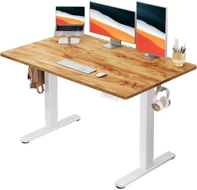 Main image of Electric Standing Desk, Whole Piece Desktop, Adjustable Height Computer Desk, 4 Height Memory Settings, Sit Stand Up Desk for Home Office, 48" x 30", Light Vintage