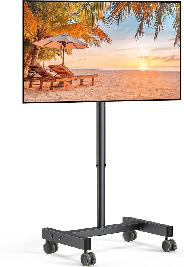 Main image of Rolling TV Stand, Mobile TV Stand on Wheels for 13-50 inch TVs with Height Adjustment & 30° Tilt, Portable TV Cart with Wheels Holds 44lbs, Max VESA 200x200mm