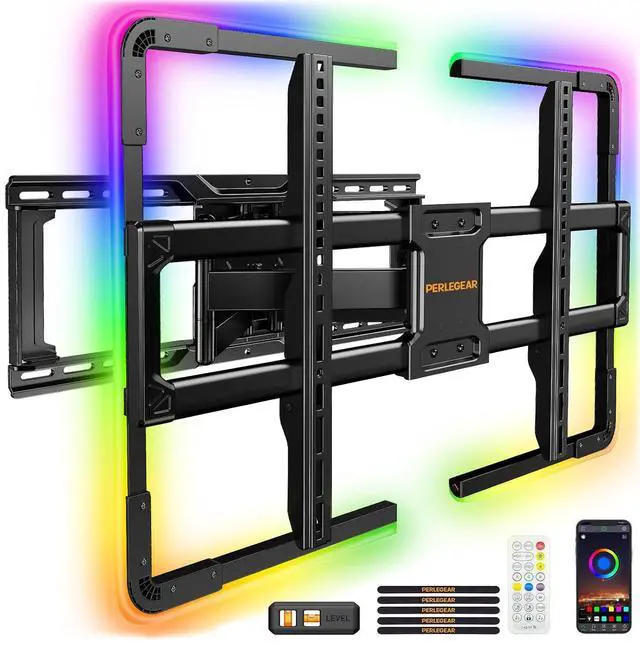 Main image of AuraFrame Pre-Assembled TV Wall Mount with LED Light for 4290 TVs up to 150 lbs, Full Motion Wall Mount, Tilt, Swivel & Extension, TV Backlights with Music Sync, Max VESA 600 x 400mm