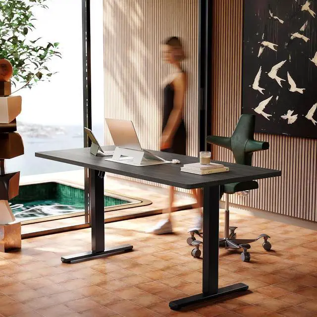 Main image of Electric Standing Desk,63" x 28" Height Adjustable Desk, 4 Memory Height Settings, Sit to Stand Up Desk for Home Office, with Headphone Hook, Cable Manager, Grey