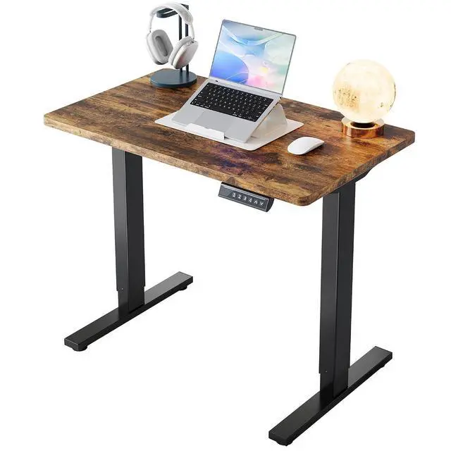 Main image of 32" Small Electric Standing Desk Adjustable Height, 4 Memory Height Settings, Sit Stand Up Desk for Home Office & Computer Workstation, Vintage Brown