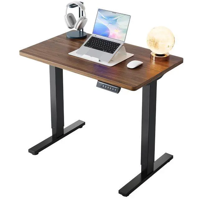 Main image of 32" Small Electric Standing Desk Adjustable Height, 4 Memory Height Settings, Sit Stand Up Desk for Home Office & Computer Workstation, Black Walnut