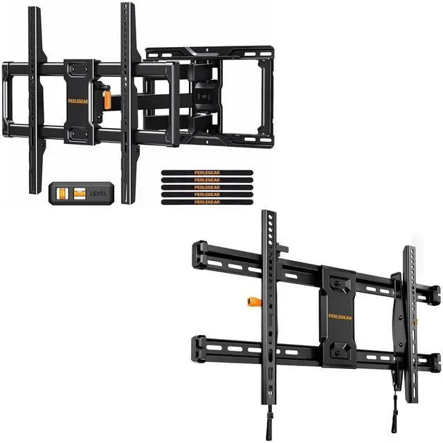 Main image of Full Motion TV Wall Mount for Most 4284 inch Flat Curved TVs up to 132 lbs PGLF12, Tilting TV Wall Mount for 4290 Inch TVs with Leveling Adjustment up to 132 lbs PGLT9