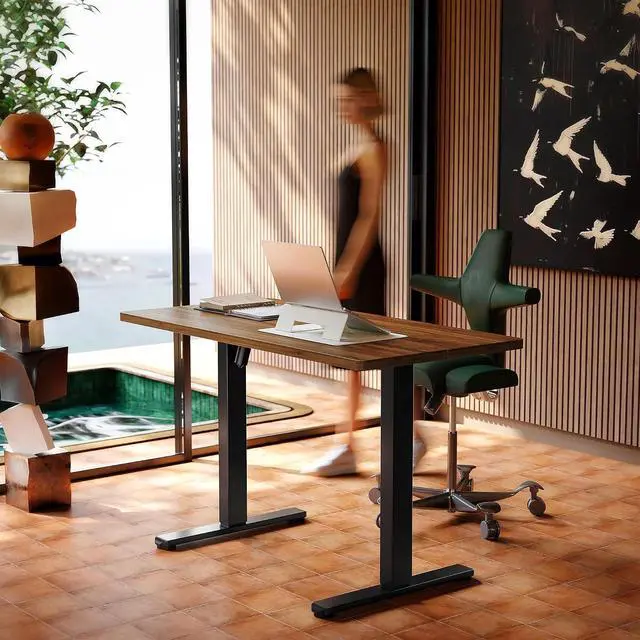 Main image of Electric Standing Desk Adjustable Height, 4 Memory Height Settings, 40" x 24" Sit Stand Up Desk for Home Office & Computer Workstation, with Headphone Hook, Cable Manager, Walnut