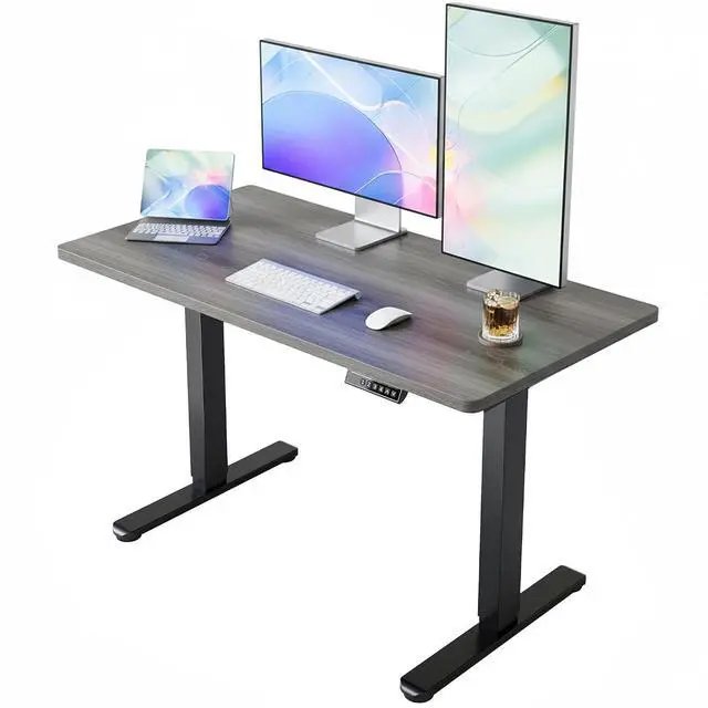 Main image of Electric Standing Desk,55" x 28" Height Adjustable Desk, 4 Memory Height Settings, Sit to Stand Up Desk for Home Office, with Headphone Hook, Cable Manager, Grey