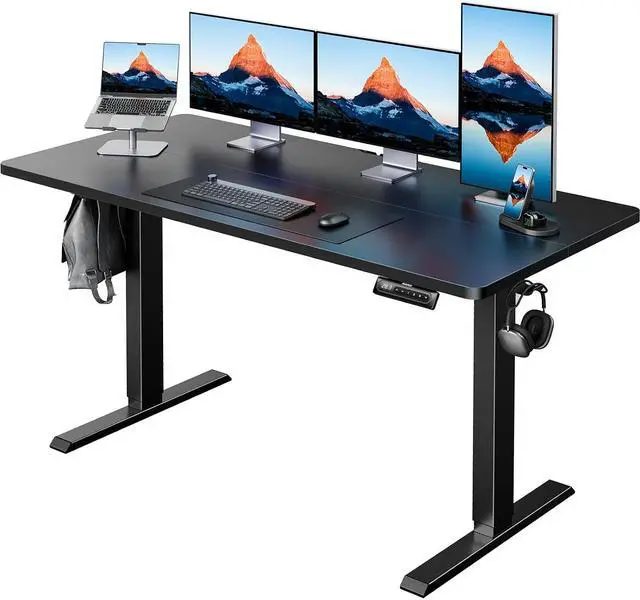 Main image of Electric Standing Desk,53" x 28" Height Adjustable Desk, 4 Memory Height Settings, Sit to Stand Up Desk for Home Office, with Headphone Hook, Cable Manager, Black