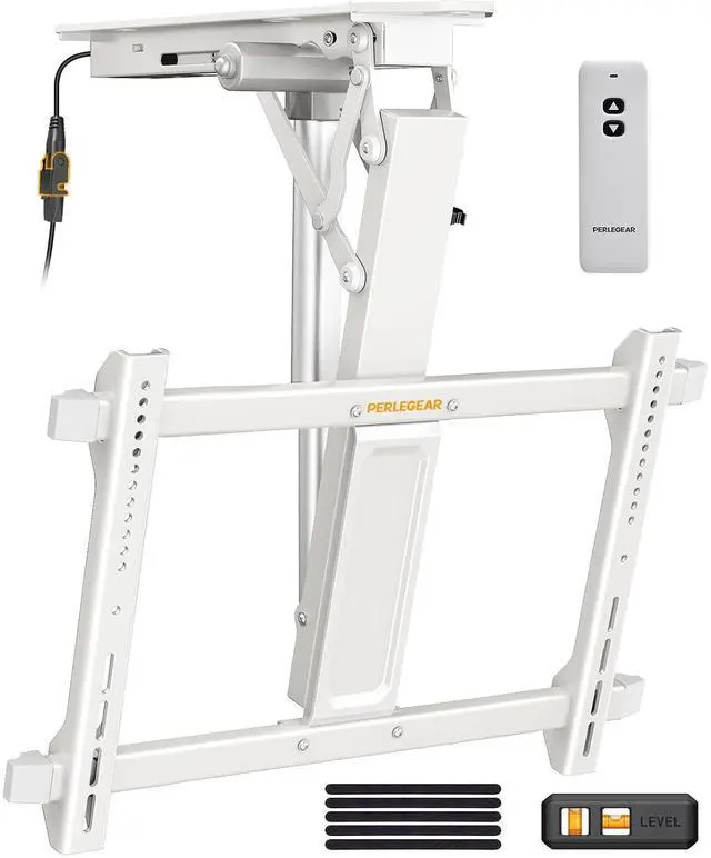 Main image of Electric Ceiling TV Mount with Remote for 32-70 inch Flat and Curved Screen TVs up to 88 lbs, Max VESA 600x400, Motorized TV Ceiling Mount Flip Down for Flat Roof, Drop Down Ceiling Mount