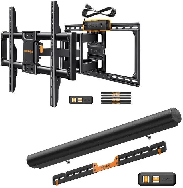 Main image of Full Motion TV Wall Mount with Power Strip for 4290 Inch TVs up to 150 lbs PGLF11, Soundbar Wall Mount Compatible with Sonos Arc and Sonos Arc Ultra, PGSM07B
