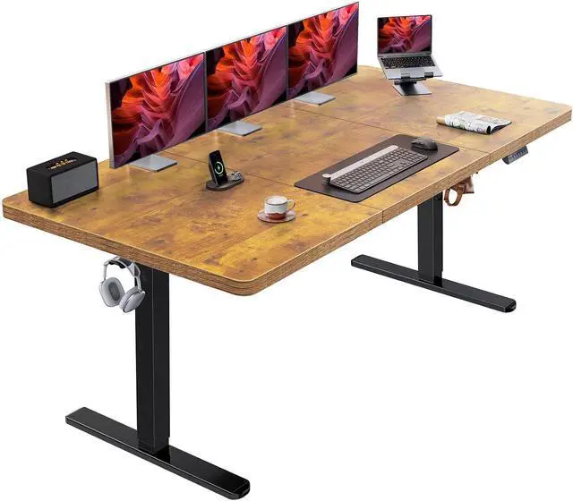 Main image of 71 x 35 inch Electric Standing Desk, Powerful Brushless Motor Large Height Adjustable Table, 4 Memory Preset Sit Stand Up Desk, Home Office Computer Table with Thick T-Shaped Frame, Vintage
