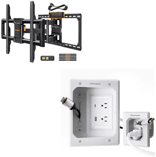 Main image of UL-Listed Full Motion TV Wall Mount for 4290 Inch TVs & Perlegear Cord Hider for Wall Mount TV, in-Wall Cable Management Kit