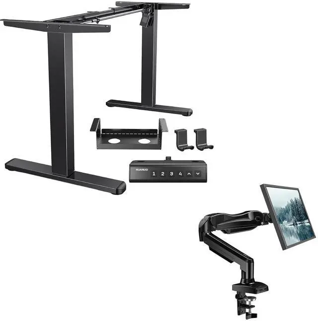 Main image of Standing Desk Frame with 220lbs Powerful Brushless Motor, Single Monitor Mount, 13 to 32 Inch Monitor Arm