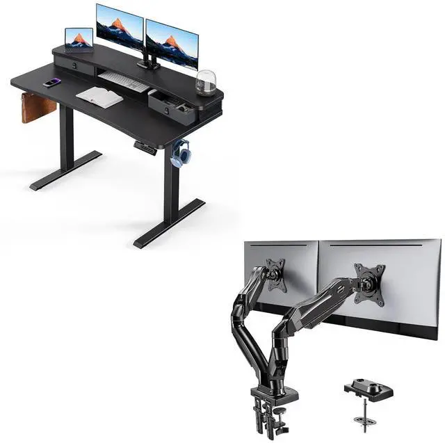Main image of 48 x 24 Electric Standing Desk Dual Monitor Stand